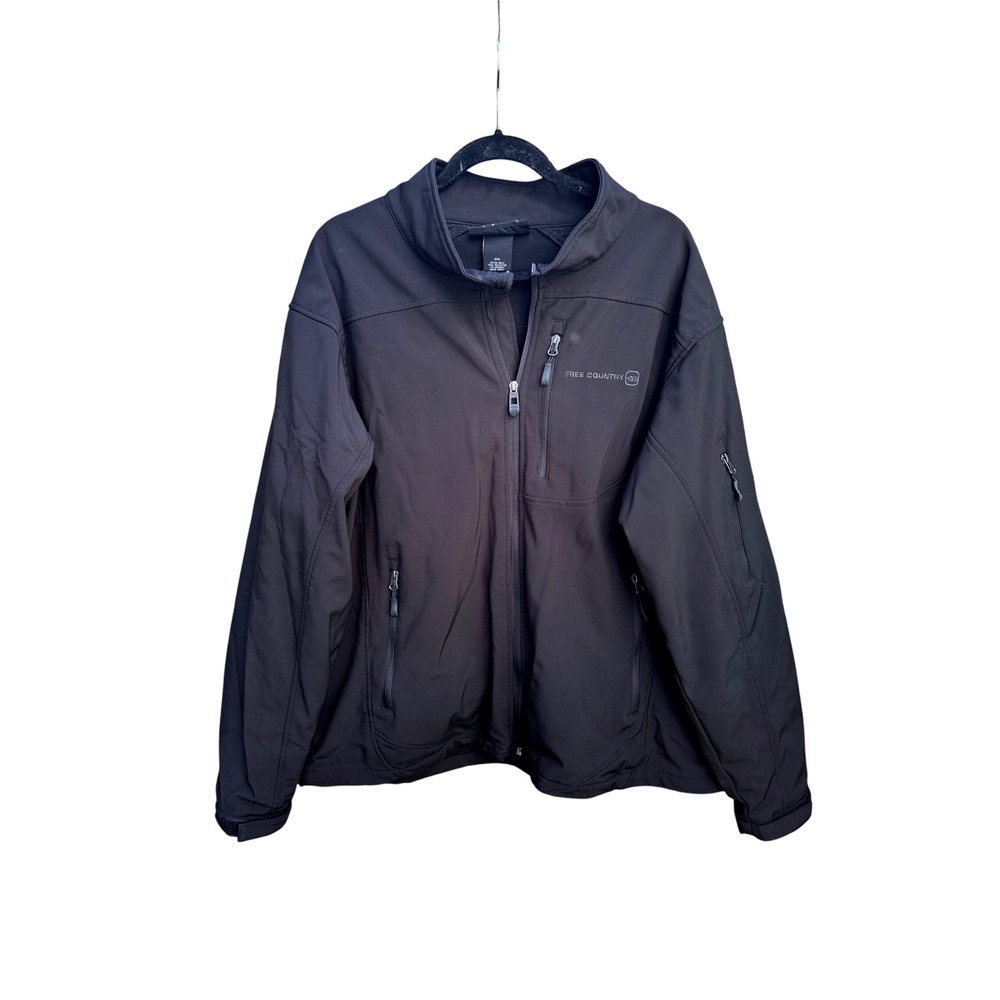 Free Country Mens Black Softshell Fleece Lined Full Zip Jacket 2XL RN82608